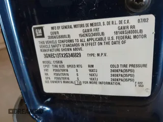 2002 Chevrolet Avalanche z VIN 3GNEC13TX2G346829, wystawiony jako IAAI lot #42265401 z przebiegiem Nie podano mil oraz . Historia ofert i sprzedaży dostępna na DreamBid. Obrazek 9.