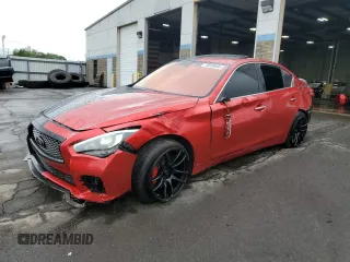 2014 Infiniti Q50 Sport with VIN JN1BV7AR7EM703100, listed as a Copart auction lot 58208095 with 92,702 mi miles and Salvage title. Bid and sale history available at DreamBid. Image 1.
