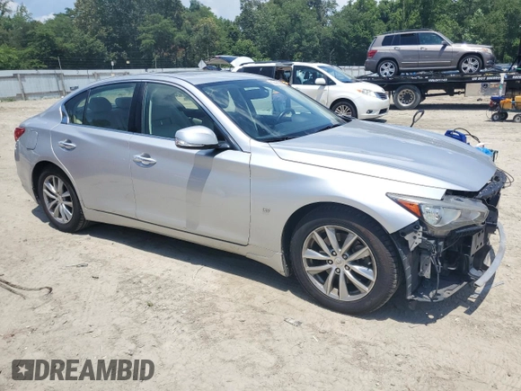 2014 Infiniti Q50 Premium with VIN JN1BV7AR7EM697072, listed as a Copart auction lot 60526535 with 227,626 mi miles and Salvage title. Bid and sale history available at DreamBid. Image 4.