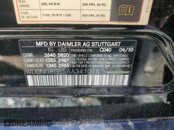 2010 Mercedes-Benz S 550 z VIN WDDNG8GB5AA341015, wystawiony jako Copart lot #53281454 z przebiegiem 101 857 mil mil oraz Szkoda całkowita • Salvage title. Historia ofert i sprzedaży dostępna na DreamBid. Obrazek 12.