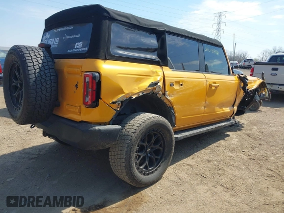 2021 Ford Bronco with VIN 1FMDE5BH7MLA95966, listed as a IAAI auction lot 39078717 with 44,858 mi miles and . Bid and sale history available at DreamBid. Image 4.
