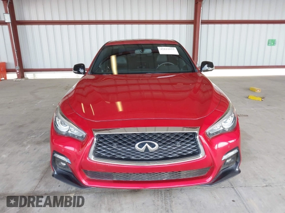 2018 Infiniti Q50 Red Sport 400 with VIN JN1FV7AR6JM481502, listed as a IAAI auction lot 41622523 with 74,097 mi miles and . Bid and sale history available at DreamBid. Image 12.