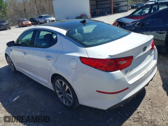 2015 Kia Optima SX Turbo with VIN 5XXGR4A62FG391450, listed as a IAAI auction lot 41692233 with 144,761 mi miles. Bid and sale history available at carsss.com. Image 3.