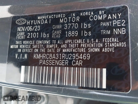 2024 Hyundai Venue SEL with VIN KMHRC8A31RU295469, listed as a IAAI auction lot 42472613 with 10,724 mi miles and . Bid and sale history available at DreamBid. Image 9.
