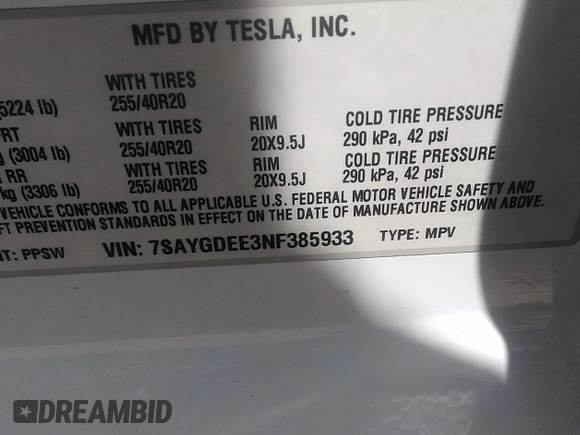 2022 Tesla Model Y Long Range z VIN 7SAYGDEE3NF385933, wystawiony jako IAAI lot #42059675 z przebiegiem 88 488 mil mil oraz . Historia ofert i sprzedaży dostępna na DreamBid. Obrazek 9.