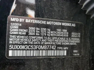 2015 BMW X4 xDrive28i with VIN 5UXXW3C53F0M87742, listed as a Copart auction lot 47161944 with 150,200 mi miles. Bid and sale history available at carsss.com. Image 12.