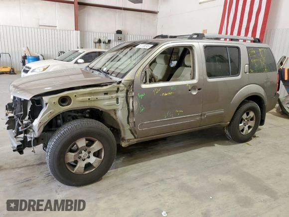 2005 Nissan Pathfinder LE with VIN 5N1AR18U45C705005, listed as a Copart auction lot 61138245 with 156,966 mi miles and Salvage title. Bid and sale history available at DreamBid. Image 1.