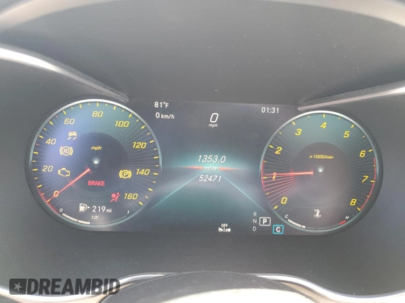 2019 Mercedes-Benz C 300 with VIN WDDWK8DB8KF870731, listed as a Copart auction lot 48304915 with 52,471 mi miles and Salvage Title. Bid and sale history available at carsss.com. Image 9.