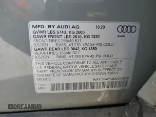 2021 Audi SQ5 Prestige with VIN WA1C4AFY4M2018879, listed as a Copart auction lot 45547564 with 18,102 mi miles and Salvage Title. Bid and sale history available at DreamBid. Image 14.