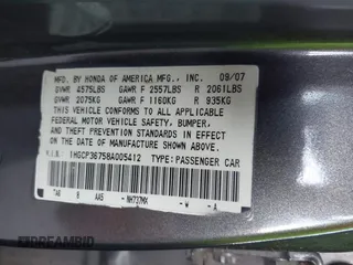 2008 Honda Accord EX with VIN 1HGCP36758A005412, listed as a IAAI auction lot 40606548 with 213,135 mi miles and . Bid and sale history available at DreamBid. Image 9.
