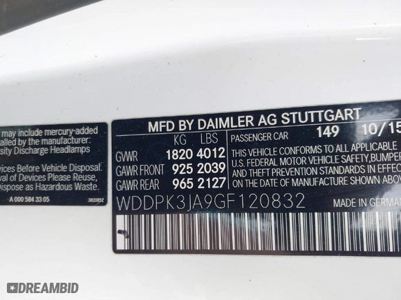 2016 Mercedes-Benz SLK with VIN WDDPK3JA9GF120832, listed as a IAAI auction lot 41642162 with 57,541 mi miles. Bid and sale history available at carsss.com. Image 9.