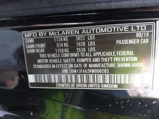 2019 McLaren 570S z VIN SBM13FAA2KW006203, wystawiony jako IAAI lot #40915548 z przebiegiem Nie podano mil oraz . Historia ofert i sprzedaży dostępna na DreamBid. Obrazek 9.
