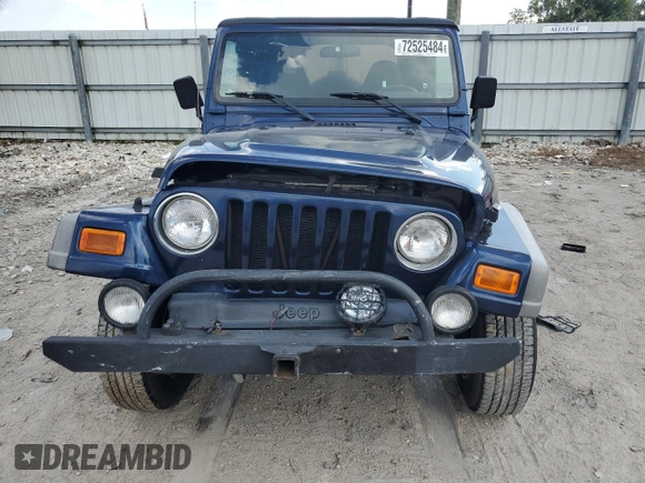 2002 Jeep Wrangler Sport with VIN 1J4FA49S72P722606, listed as a Copart auction lot 72525484 with 104,391 mi miles and Salvage Title. Bid and sale history available at carsss.com. Image 5.