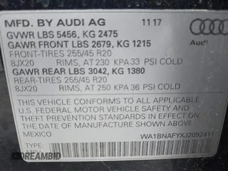 2018 Audi Q5 Premium Plus z VIN WA1BNAFYXJ2092411, wystawiony jako IAAI lot #41051336 z przebiegiem 54 595 mil mil oraz . Historia ofert i sprzedaży dostępna na DreamBid. Obrazek 9.