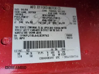 2004 Ford Expedition Eddie Bauer with VIN 1FMFU18L64LB39763, listed as a Copart auction lot 49093195 with 173,086 mi miles and Salvage Title. Bid and sale history available at carsss.com. Image 15.