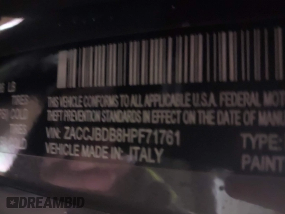 2017 Jeep Renegade Limited с VIN ZACCJBDB8HPF71761, выставлен на аукционе IAAI как лот 41294808 с пробегом 105 003 миль миль и . История ставок и продаж доступна на DreamBid. Изображение 9.