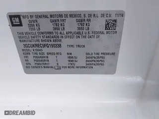 2015 Chevrolet Silverado 1500 LT with VIN 3GCUKREC9FG190338, listed as a IAAI auction lot 41793915 with 116,558 mi miles. Bid and sale history available at carsss.com. Image 9.