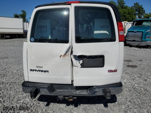 2019 GMC Savana Cargo Van with VIN 1GTW7AFGXK1316440, listed as a Copart auction lot 57411764 with 60,298 mi miles and Salvage Title. Bid and sale history available at carsss.com. Image 6.