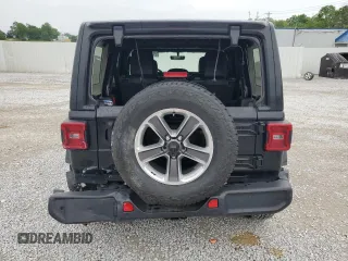 2020 Jeep Wrangler Unlimited Sahara with VIN 1C4HJXEG9LW337590, listed as a Copart auction lot 59197125 with 57,733 mi miles and Salvage title. Bid and sale history available at DreamBid. Image 6.