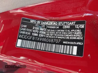 2009 Mercedes-Benz C 300 Sport with VIN WDDGF81X99R068707, listed as a IAAI auction lot 42338074 with 106,559 mi miles and . Bid and sale history available at DreamBid. Image 9.