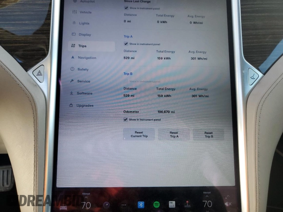 2015 Tesla Model S 85D with VIN 5YJSA1E21FF114010, listed as a Copart auction lot 48597885 with 196,670 mi miles and Salvage Title. Bid and sale history available at carsss.com. Image 9.