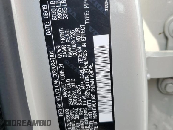2020 Volvo XC90 Inscription with VIN YV4A221L2L1556129, listed as a Copart auction lot 60505925 with 84,871 mi miles and Salvage title. Bid and sale history available at DreamBid. Image 14.