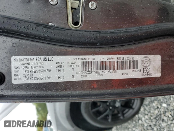2015 Dodge Journey SXT with VIN 3C4PDCCG1FT753996, listed as a Copart auction lot 72997784 with 110,430 mi miles and Salvage title. Bid and sale history available at DreamBid. Image 15.