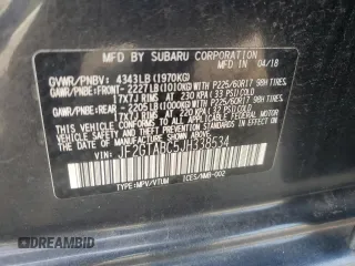 2018 Subaru Crosstrek Premium с VIN JF2GTABC5JH338534, выставлен на аукционе Copart как лот 59577195 с пробегом 54 307 миль миль и Списание • Salvage title. История ставок и продаж доступна на DreamBid. Изображение 13.