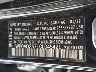 2012 Porsche Panamera S Hybrid с VIN WP0AD2A71CL045421, выставлен на аукционе Copart как лот 57283695 с пробегом 135 837 миль миль и Чистый • Clean title. История ставок и продаж доступна на DreamBid. Изображение 12.