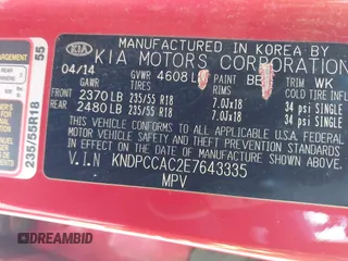 2014 Kia Sportage EX с VIN KNDPCCAC2E7643335, выставлен на аукционе IAAI как лот 41566421 с пробегом 113 558 миль миль и . История ставок и продаж доступна на DreamBid. Изображение 9.