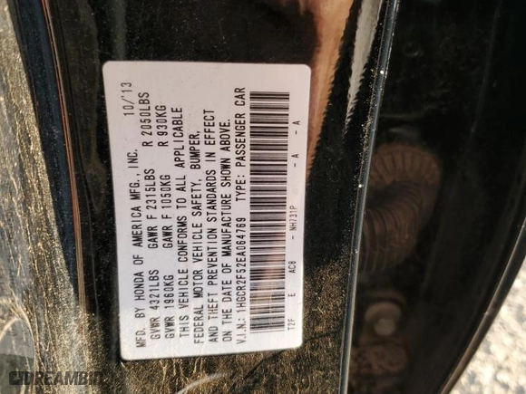 2014 Honda Accord Sedan Sport with VIN 1HGCR2F52EA064769, listed as a Copart auction lot 48712745 with 175,206 mi miles and Salvage Title. Bid and sale history available at carsss.com. Image 12.