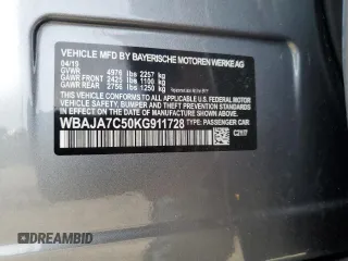 2019 BMW 5 Series 530i xDrive z VIN WBAJA7C50KG911728, wystawiony jako Copart lot #58306955 z przebiegiem 64 924 mil mil oraz Szkoda całkowita • Salvage title. Historia ofert i sprzedaży dostępna na DreamBid. Obrazek 12.