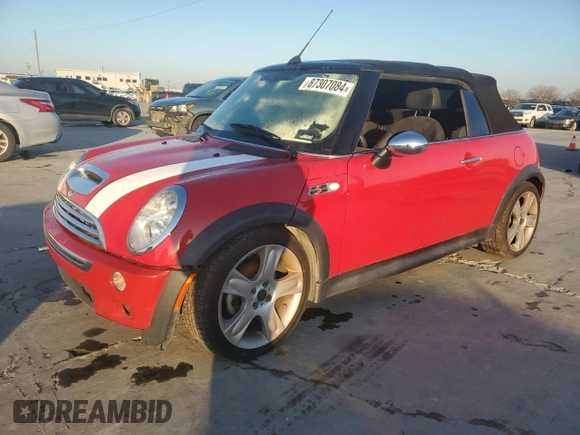 2008 MINI Convertible S with VIN WMWRH33538TL97428, listed as a Copart auction lot 87307084 with Not provided miles and Clean title. Bid and sale history available at DreamBid. Image 1.