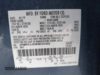 2019 Ford Edge SEL with VIN 2FMPK3J95KBC01252, listed as a IAAI auction lot 42004080 with 32,642 mi miles and . Bid and sale history available at DreamBid. Image 9.