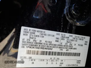 2024 Ford Expedition Max Limited с VIN 1FMJK1K81REA65202, выставлен на аукционе Copart как лот 57510445 с пробегом 45 982 миль миль и Чистый • Clean title. История ставок и продаж доступна на DreamBid. Изображение 13.