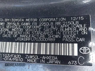 2016 Toyota Prius Two z VIN JTDKBRFU7G3000989, wystawiony jako IAAI lot #42345088 z przebiegiem 117 427 mil mil oraz . Historia ofert i sprzedaży dostępna na DreamBid. Obrazek 9.