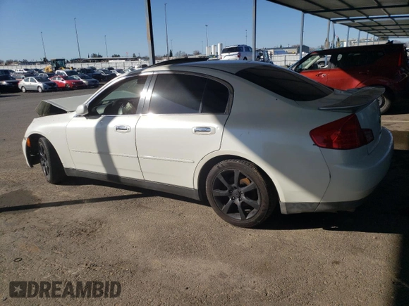 2003 Infiniti G35 w/Leather with VIN JNKCV51E73M001874, listed as a Copart auction lot 43723085 with Not Provided miles and Salvage Title. Bid and sale history available at carsss.com. Image 2.