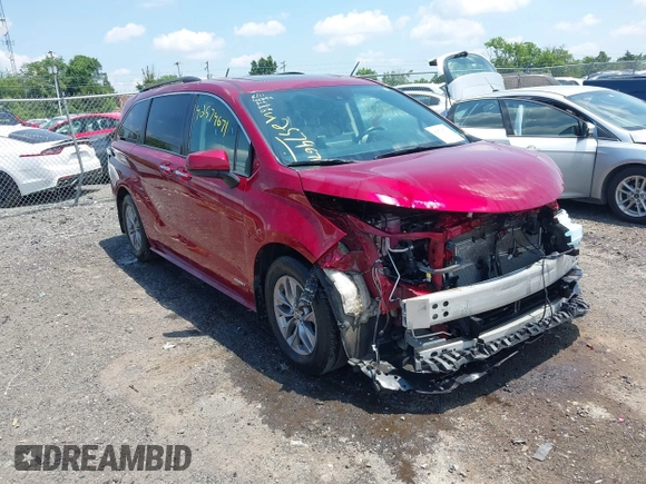 2021 Toyota Sienna XLE with VIN 5TDYSKFC5MS018541, listed as a IAAI auction lot 42579671 with 86,949 mi miles and . Bid and sale history available at DreamBid. Image 1.
