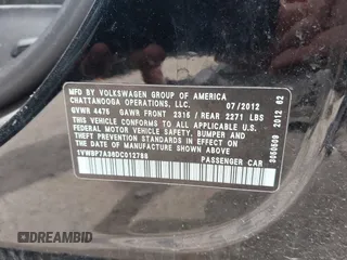 2013 Volkswagen Passat SE с VIN 1VWBP7A36DC012788, выставлен на аукционе IAAI как лот 42365537 с пробегом 140 367 миль миль и . История ставок и продаж доступна на DreamBid. Изображение 9.