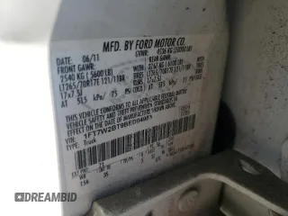2011 Ford F-250 XL with VIN 1FT7W2BT9BED04983, listed as a Copart auction lot 61449545 with 252,940 mi miles and Clean title. Bid and sale history available at DreamBid. Image 12.