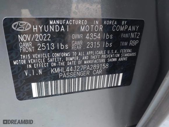 2023 Hyundai Sonata SEL Plus with VIN KMHL44J27PA289158, listed as a IAAI auction lot 41637385 with 25,951 mi miles. Bid and sale history available at carsss.com. Image 9.