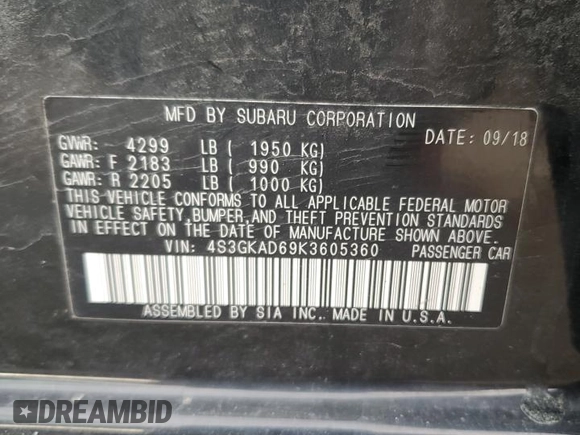 2019 Subaru Impreza Premium with VIN 4S3GKAD69K3605360, listed as a Copart auction lot 86604804 with 123,075 mi miles and Salvage title. Bid and sale history available at DreamBid. Image 12.