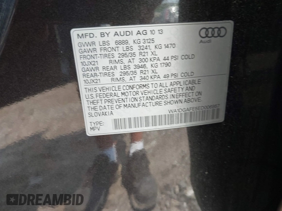 2014 Audi Q7 S line Prestige z VIN WA1DGAFE5ED006957, wystawiony jako IAAI lot #42488440 z przebiegiem 123 814 mil mil oraz . Historia ofert i sprzedaży dostępna na DreamBid. Obrazek 9.