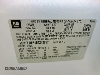 2014 GMC Terrain SLE with VIN 2GKFLRE31E6242887, listed as a Copart auction lot 61242525 with 174,971 mi miles and Salvage title. Bid and sale history available at DreamBid. Image 12.