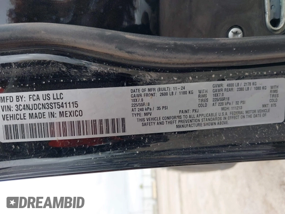 2025 Jeep Compass Limited with VIN 3C4NJDCN3ST541115, listed as a IAAI auction lot 42125338 with 2,065 mi miles and . Bid and sale history available at DreamBid. Image 9.