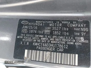 2017 Hyundai Accent SE with VIN KMHCT4AE0HU178612, listed as a IAAI auction lot 41995222 with 110,802 mi miles. Bid and sale history available at carsss.com. Image 9.