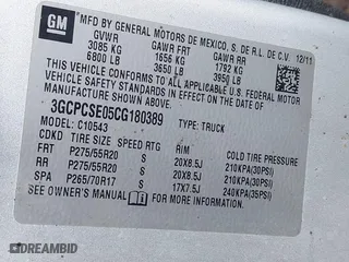 2012 Chevrolet Silverado 1500 LT with VIN 3GCPCSE05CG180389, listed as a IAAI auction lot 41880516 with 113,843 mi miles. Bid and sale history available at carsss.com. Image 9.