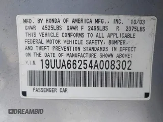 2004 Acura TL with VIN 19UUA66254A008302, listed as a IAAI auction lot 41997802 with 208,612 mi miles. Bid and sale history available at carsss.com. Image 9.