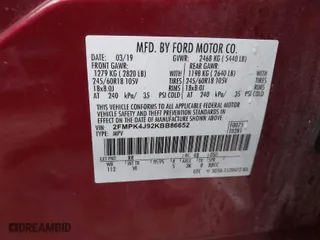 2019 Ford Edge SEL with VIN 2FMPK4J92KBB86652, listed as a IAAI auction lot 41651605 with NaN miles. Bid and sale history available at carsss.com. Image 9.