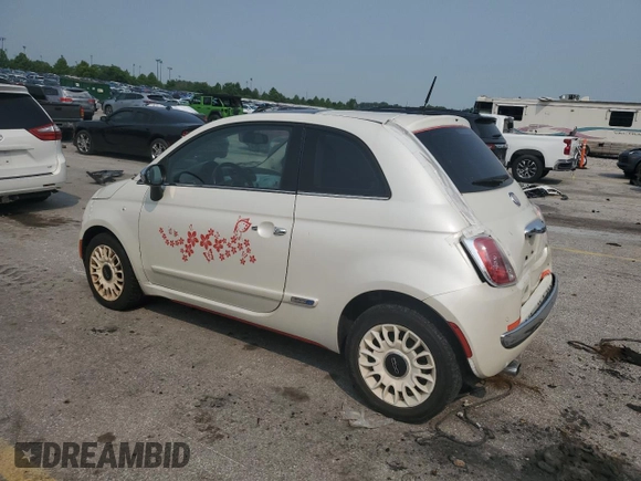 2012 FIAT 500 Lounge with VIN 3C3CFFCR9CT127351, listed as a Copart auction lot 59026495 with 78,147 mi miles and Salvage title. Bid and sale history available at DreamBid. Image 2.